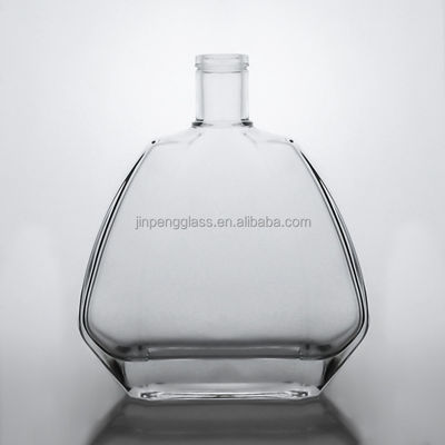 Custom Clear Flat 750ml Glasflasche mit Kork für Wodka Whiskey Gin Industriegetränke