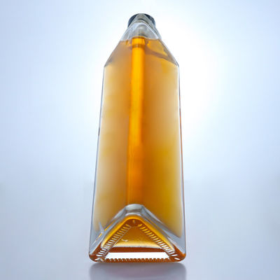 Grundmaterial Glas 750 ml Design Drei Seiten Glas Flasche Alkohol für Whisky Gin Rum