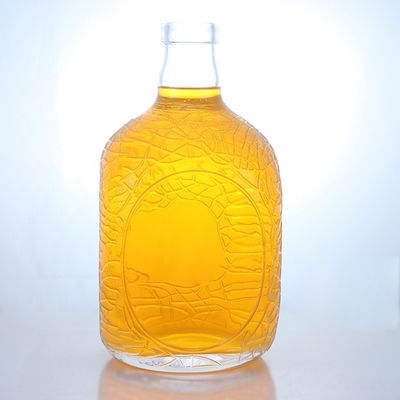Einzigartige runde Form geprägte Lebensmittel Rum Wodka Whisky Tequila Gin Glasflasche mit Kork perfekt