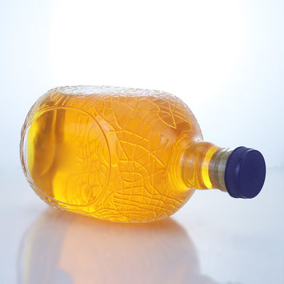 Einzigartige runde Form geprägte Lebensmittel Rum Wodka Whisky Tequila Gin Glasflasche mit Kork perfekt