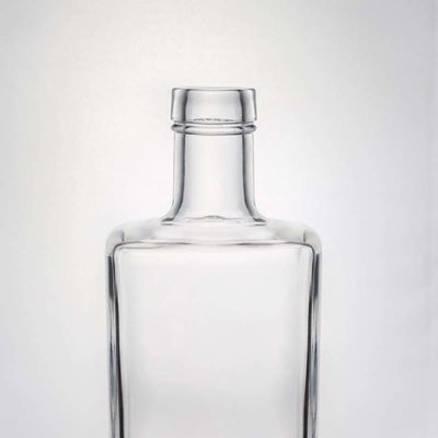 Elegante Quadratglas Flasche 700ml 750ml für Whisky Wodka Gin Kragen Material Glas