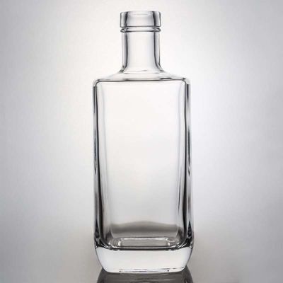 Elegante Quadratglas Flasche 700ml 750ml für Whisky Wodka Gin Kragen Material Glas