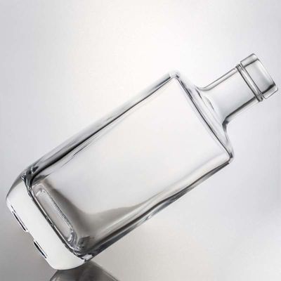 Elegante Quadratglas Flasche 700ml 750ml für Whisky Wodka Gin Kragen Material Glas