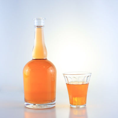 Tequila Rum Champagner Brandy Whisky Glasflasche mit langem Hals und Decal Oberfläche