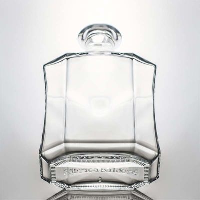 Durchsichtige oder individuell angepasste einzigartige Polygon Glas Flasche für Whisky Gin Rum Wodka 1000ml