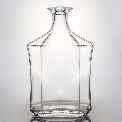 Durchsichtige oder individuell angepasste einzigartige Polygon Glas Flasche für Whisky Gin Rum Wodka 1000ml