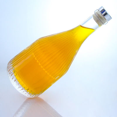 Glas rund 500 ml Rum Wodka Whisky Tequila Gin Flasche mit Korkkappe