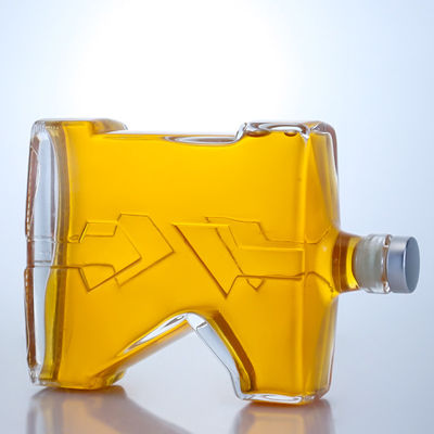 750 ml klare Flint Glasflasche Einzigartige Form für Gin Rum Champagner Brandy Whisky