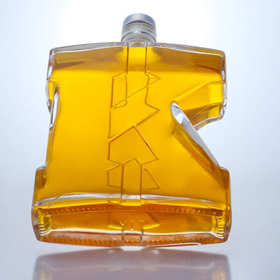 750 ml klare Flint Glasflasche Einzigartige Form für Gin Rum Champagner Brandy Whisky
