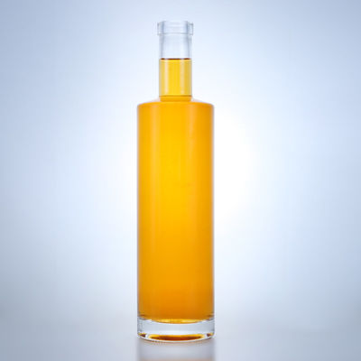 700 ml zylindrische Glasflasche für Brandy Whisky Gin Rum Champagner Clear Flint