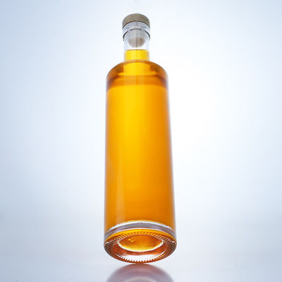 700 ml zylindrische Glasflasche für Brandy Whisky Gin Rum Champagner Clear Flint