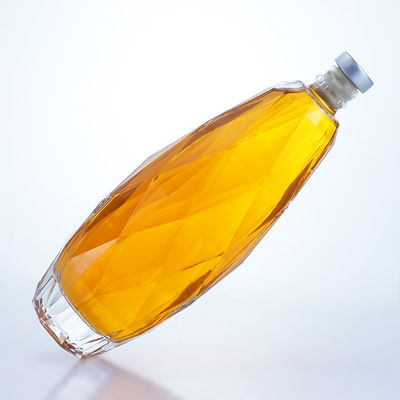 Einzigartiges Design Klarglasflasche für Tequila Gin Rum Champagner Brandy Whisky 750 ml