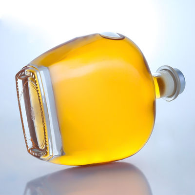 Durchsichtige runde Glasflasche für Gin Rum Champagner Brandy Whisky 700 ml