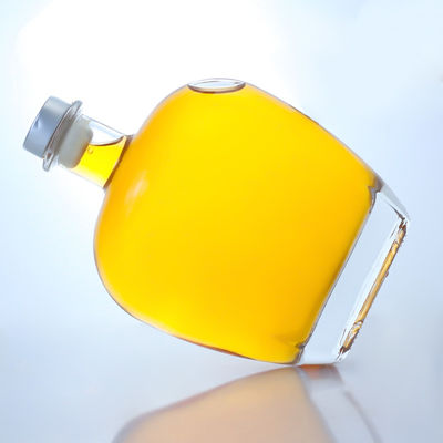 Durchsichtige runde Glasflasche für Gin Rum Champagner Brandy Whisky 700 ml