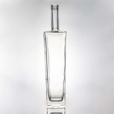 Körpermaterial Glas 1000 ml Quadrat Whiskyflasche mit hohem Flint und Kork