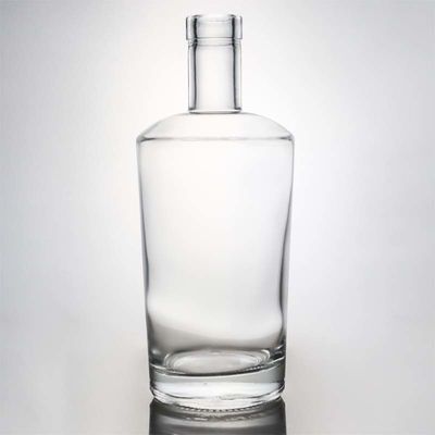 Halsbandmaterial Glas 750 ml rund geformte klare Flintflasche für kundenspezifischen Gin Rum