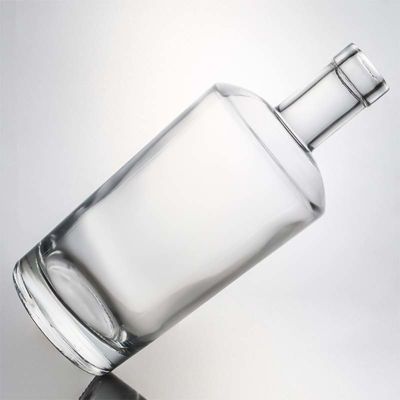Halsbandmaterial Glas 750 ml rund geformte klare Flintflasche für kundenspezifischen Gin Rum