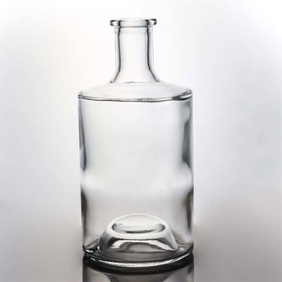 Durchsichtige oder kundenspezifische runde 750 ml 1000 ml Glasflasche mit Holzkork für Whisky
