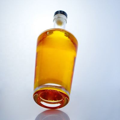 Runde Form leere Glasflaschen mit Säure Etch Oberflächenbehandlung und Korkdichtung Typ