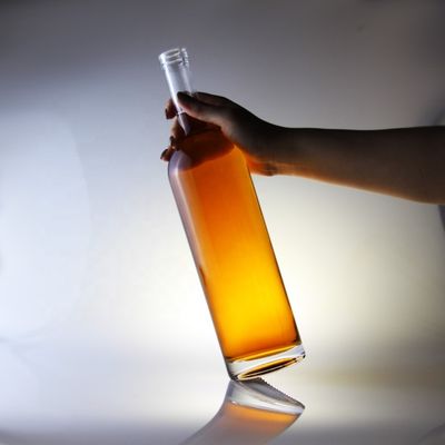 Glasflasche Runde 75cl Flasche für Korkkappe Typ 1000ml 1750ml Kragenmaterial