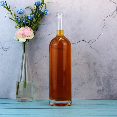 Glasflasche Runde 75cl Flasche für Korkkappe Typ 1000ml 1750ml Kragenmaterial