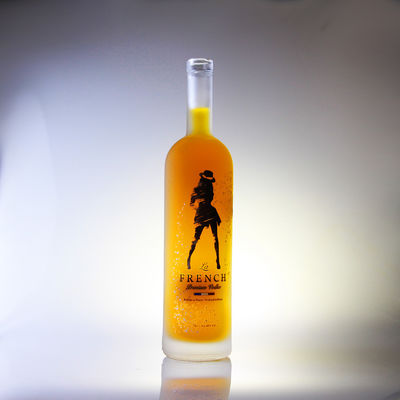Großhandel 750 ml 1000 ml Frosted Decal Glasflasche für Bier Wodka Whisky Spirituosen