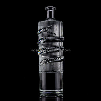 Luxuriöse Glasflasche mit Aufdruck 750 ml 1000 ml Klarer Flint Gin Rum Champagner Tequila Whisky Flasche mit Kork