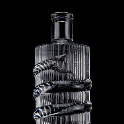 Luxuriöse Glasflasche mit Aufdruck 750 ml 1000 ml Klarer Flint Gin Rum Champagner Tequila Whisky Flasche mit Kork
