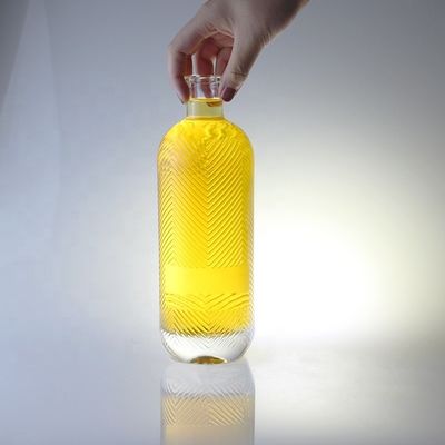 Durchsichtige 750 ml Kapazität Extra Flint Gravur Glasflasche mit Kork mit 500 ml Kapazität