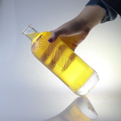 Durchsichtige 750 ml Kapazität Extra Flint Gravur Glasflasche mit Kork mit 500 ml Kapazität