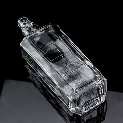 750 ml 75cl Super Flint Quadrat geprägte Glasflasche mit Schraubkappe Rum Wodka Whisky