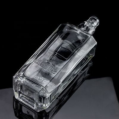 750 ml 75cl Super Flint Quadrat geprägte Glasflasche mit Schraubkappe Rum Wodka Whisky