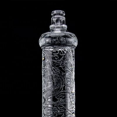 Schöne Drachen-Glasflasche mit goldenem Deckel, kundenspezifisches Logo und Glasbasis