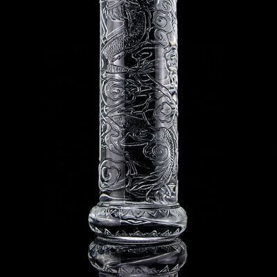 Schöne Drachen-Glasflasche mit goldenem Deckel, kundenspezifisches Logo und Glasbasis